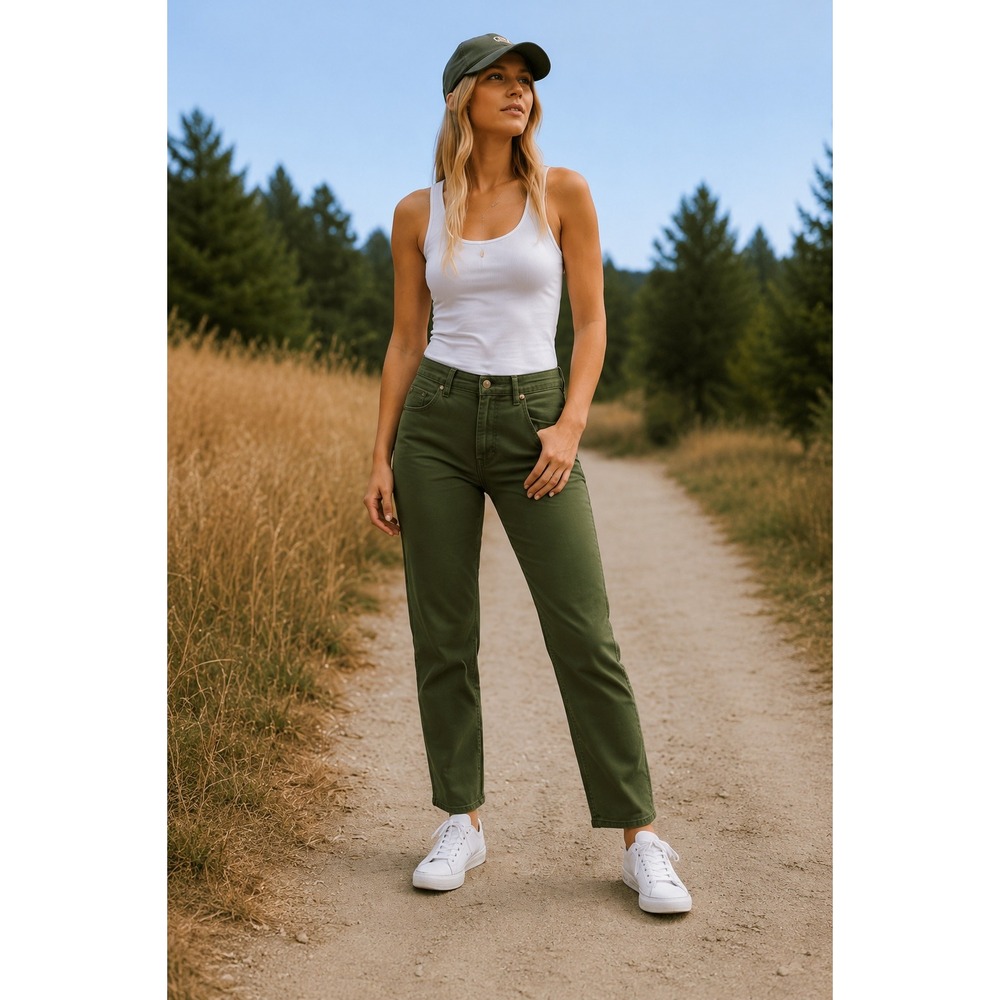 Levi's Jeans Women 31 Olive Green Classic Straight Mid Rise Casual Utility Pants